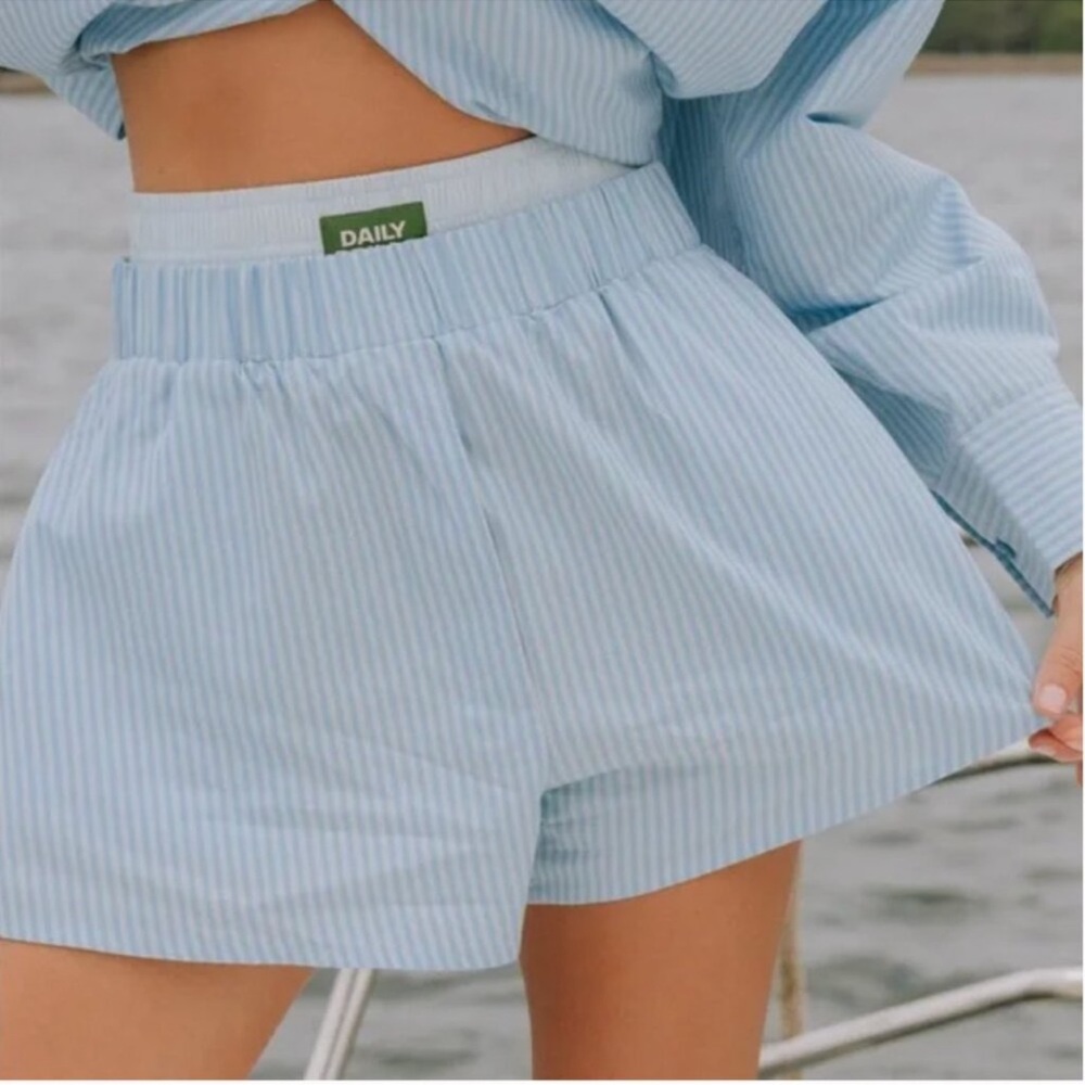 Daily Drills Poplin Double Band Resort Shorts - Blue Stripe